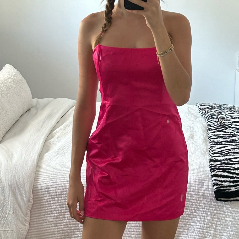 Zara Hot Pink Satin Mini Dress